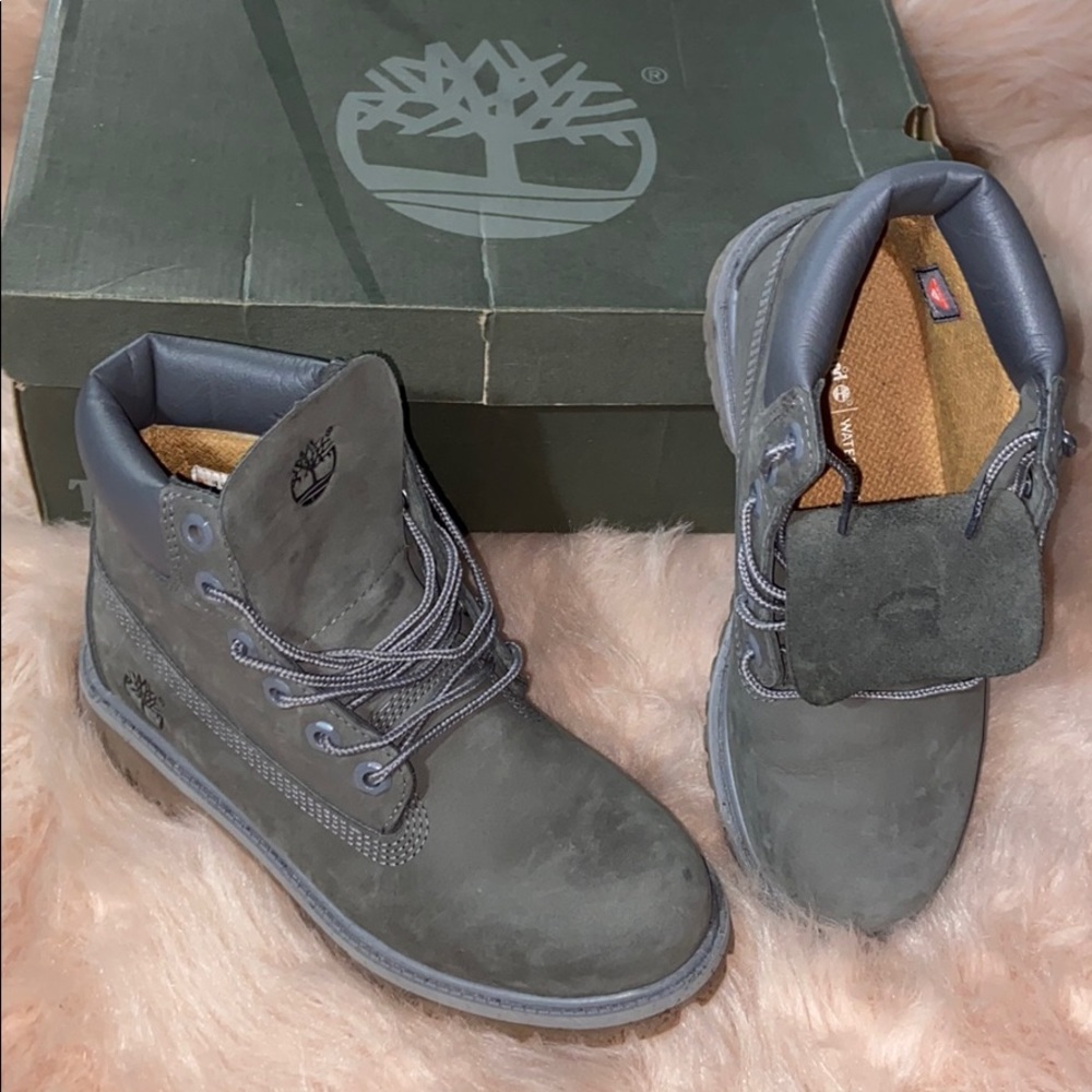 Gray Timberland boots